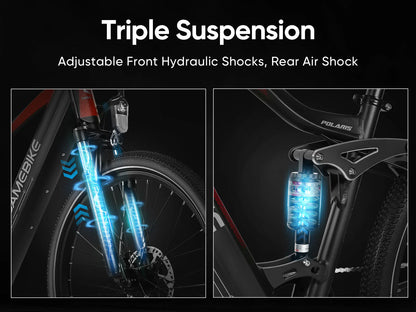 SAMEBIKE XD26-II Hybrid Electric Bike – 250W Motor | 48V 15Ah Battery | 70Nm Torque | 26″ Tyres | Dual Suspension | Up to 110km Range | All-Terrain Commuter E-Bike