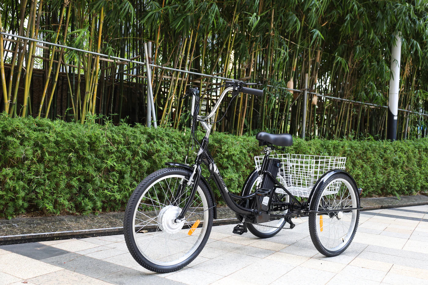 GOGOBEST GF100 Electric City Tricycle Cargo E-Bike – 350W Motor | 36V Battery (15Ah / 20Ah Variant) | 24″ Wheels | Rear Cargo Basket | Up to 90km Range | Stable 3-Wheel Utility E-Bike