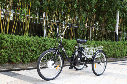GOGOBEST GF100 Electric City Tricycle Cargo E-Bike – 350W Motor | 36V Battery (15Ah / 20Ah Variant) | 24″ Wheels | Rear Cargo Basket | Up to 90km Range | Stable 3-Wheel Utility E-Bike