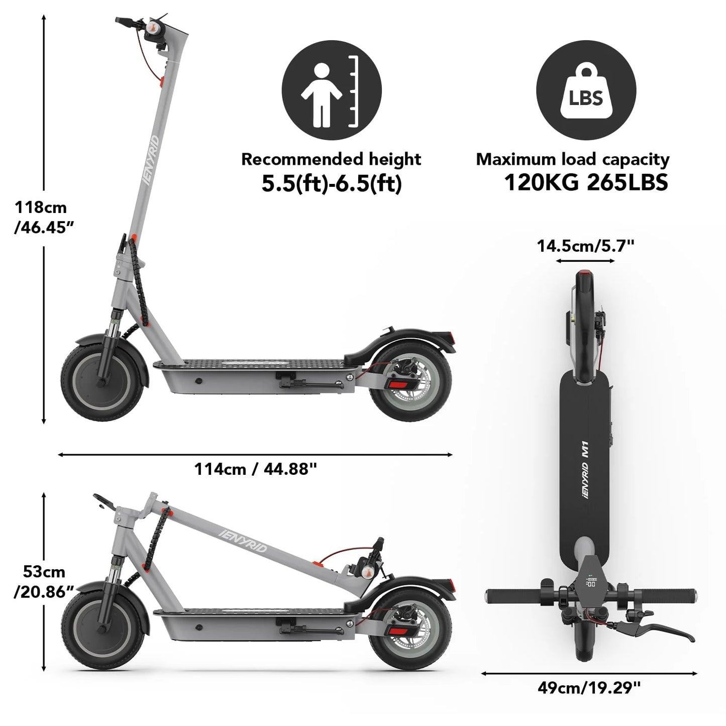 iENYRID M1 Folding Electric Scooter – 500W | 12.5Ah Battery | App