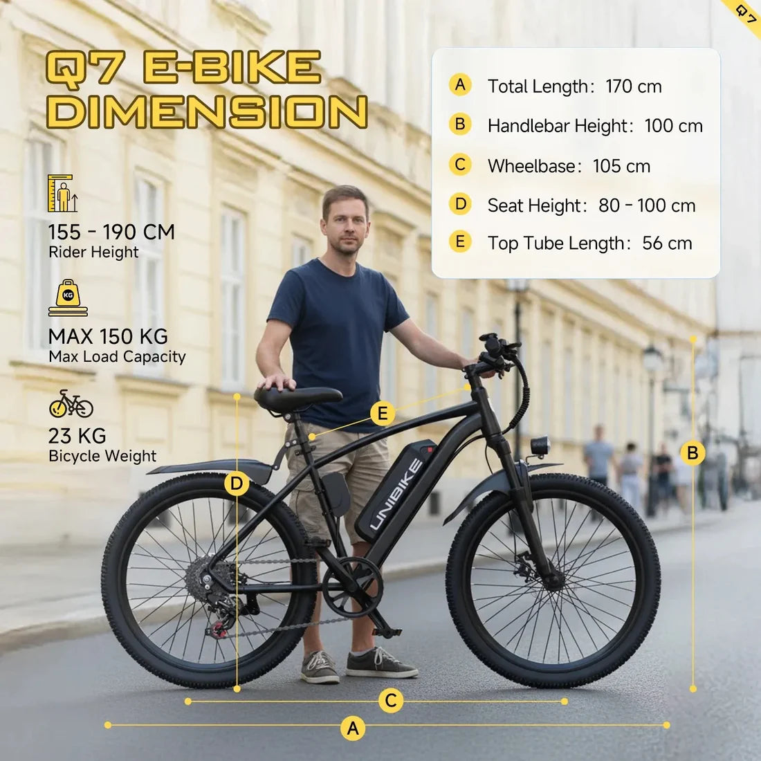AAIRSK Q7 Electric Bike – 400W Motor | 36V 10Ah Battery | 26″ × 2.6 Tyres | Shimano 7-Speed | Front Suspension | Up to 40 Miles Range | Urban Commuter E-Bike