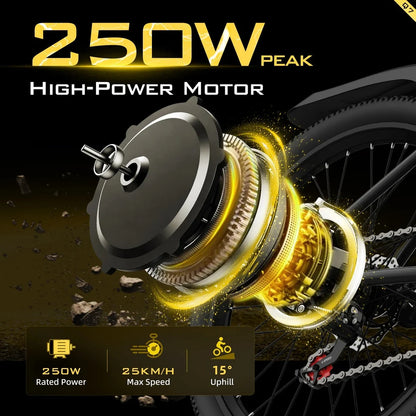 AAIRSK Q7 Electric Bike – 400W Motor | 36V 10Ah Battery | 26″ × 2.6 Tyres | Shimano 7-Speed | Front Suspension | Up to 40 Miles Range | Urban Commuter E-Bike