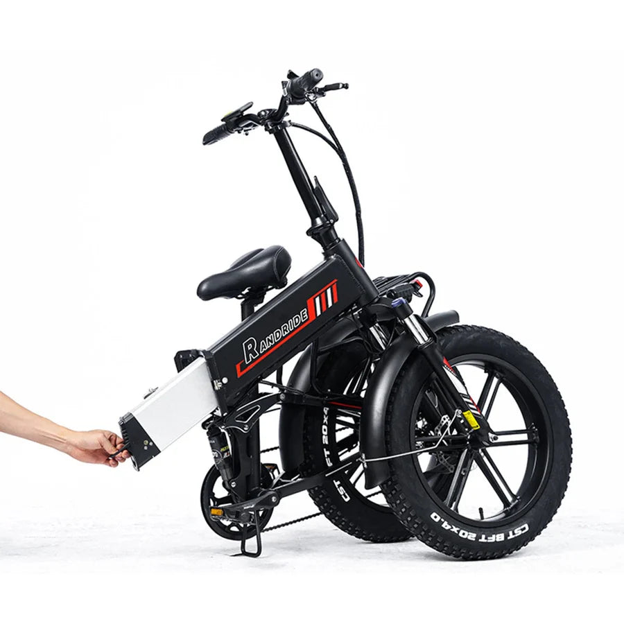 RANDRIDE YX20M Folding Electric Bike – 1000W Motor | 48V 17Ah Battery | 20″ × 4.0″ Fat Tyres | Full Suspension | Up to 90km Range | Folding All-Terrain E-Bike
