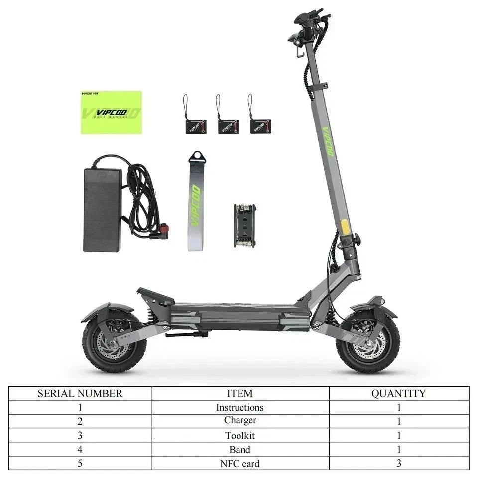 VIPCOO VS6 Pro Performance Electric Scooter – 2400W Motor | 52V 20.8Ah Battery | Disc Brakes | Adult Off-Road Scooter | 50–65 km Range