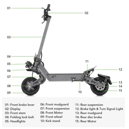 VIPCOO VS9 Dual Motor Electric Scooter – 60V 26Ah Battery | 11″ Off-Road Tires | Dual Suspension | High-Speed Adult E-Scooter | 3600W Long Range