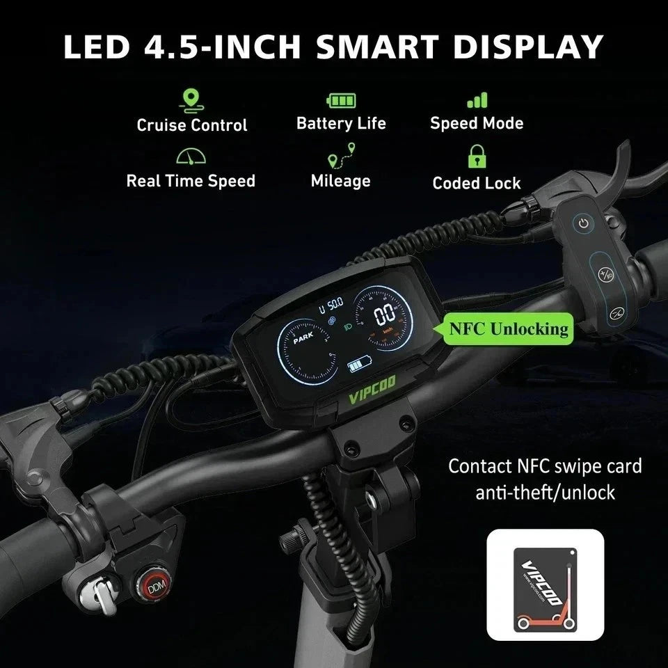 VIPCOO VS6 Pro Performance Electric Scooter – 2400W Motor | 52V 20.8Ah Battery | Disc Brakes | Adult Off-Road Scooter | 50–65 km Range