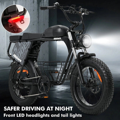 Hidoes B9 Electric Bike – 250W Motor | 48V 33.8Ah Dual Battery | 20″×4″ Fat Tires | Hydraulic Disc Brakes | 150 km Range