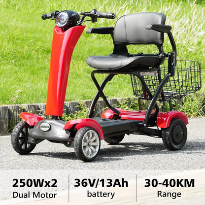 Hidoes P1 Foldable Quad Scooter – 250W Motor | 36V Battery | 14″ Tires | Lightweight Adult Electric Scooter