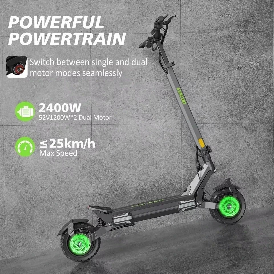 VIPCOO VS6 Pro Performance Electric Scooter – 2400W Motor | 52V 20.8Ah Battery | Disc Brakes | Adult Off-Road Scooter | 50–65 km Range