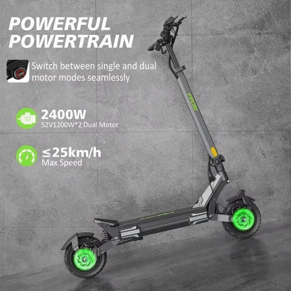 VIPCOO VS6 Pro Performance Electric Scooter – 2400W Motor | 52V 20.8Ah Battery | Disc Brakes | Adult Off-Road Scooter | 50–65 km Range