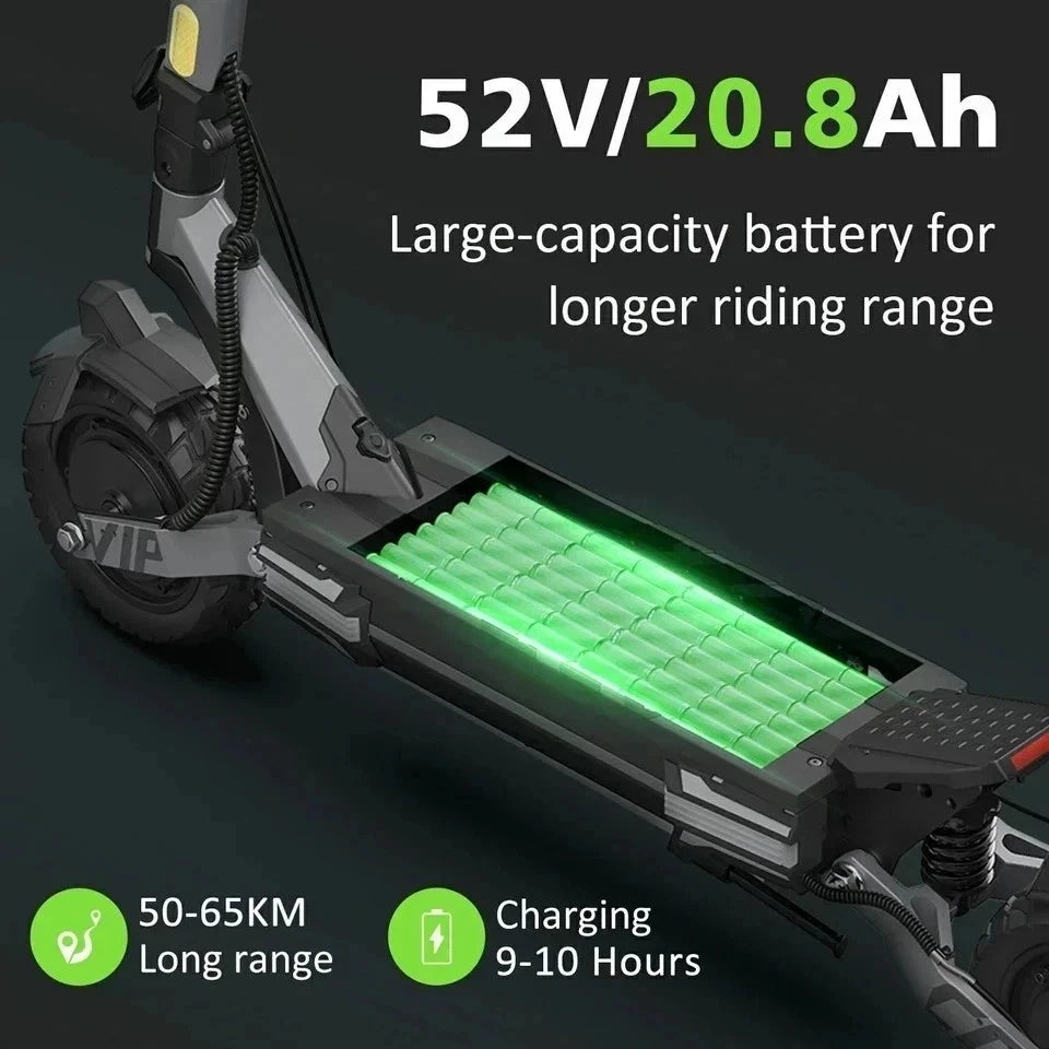 VIPCOO VS6 Pro Performance Electric Scooter – 2400W Motor | 52V 20.8Ah Battery | Disc Brakes | Adult Off-Road Scooter | 50–65 km Range