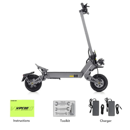 VIPCOO VS9 Dual Motor Electric Scooter – 60V 26Ah Battery | 11″ Off-Road Tires | Dual Suspension | High-Speed Adult E-Scooter | 3600W Long Range