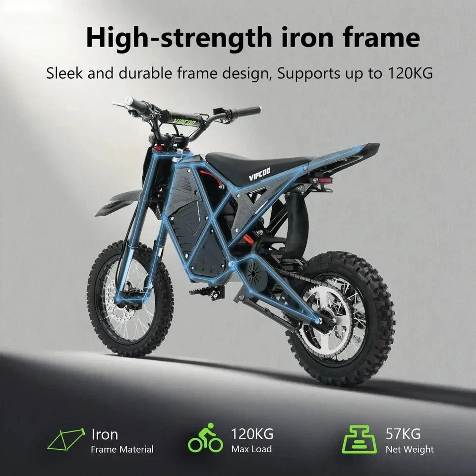 VIPCOO H3 Electric Dirt Bike – 3500W Motor | 48V 23Ah Battery | Off-Road Cruiser