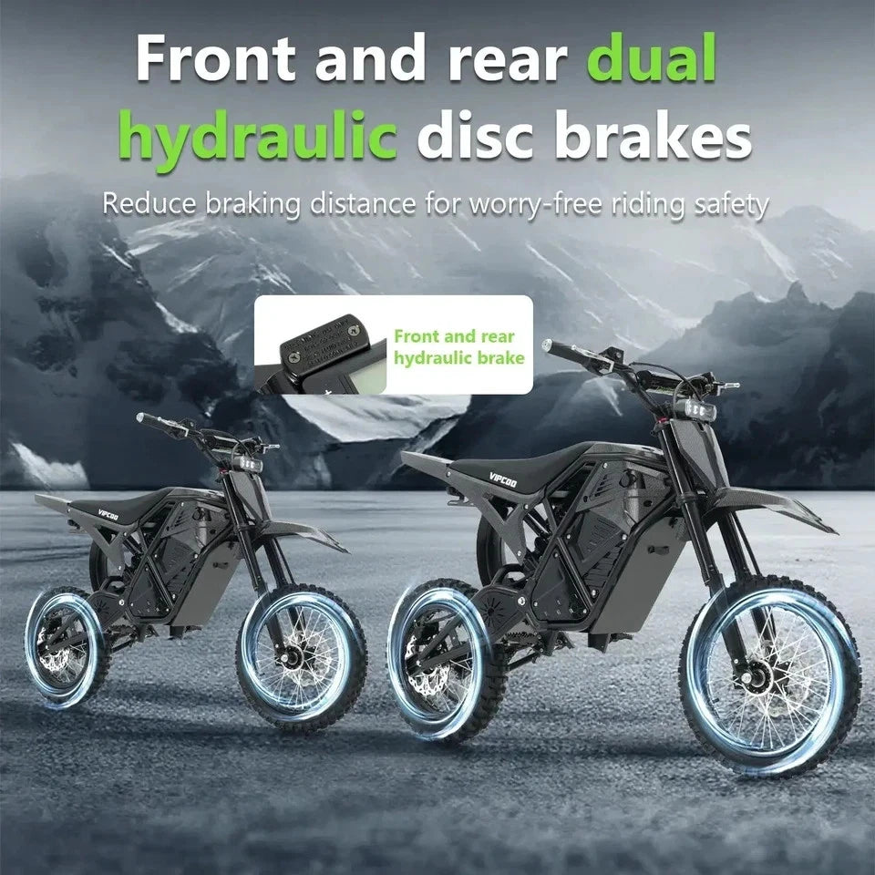 VIPCOO H3 Electric Dirt Bike – 3500W Motor | 48V 23Ah Battery | Off-Road Cruiser